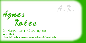 agnes koles business card